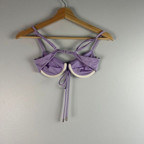 Indah Shimmering Lavender Ruched Underwire Bikini Top Small - Picture 5 of 5